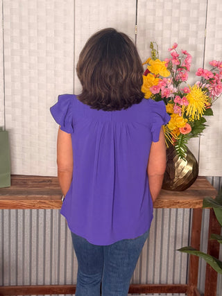 Camille Pintuck Flutter Sleeve Top