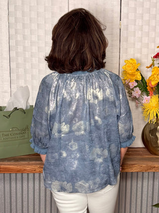 Blue Mirage Puff Sleeve Top