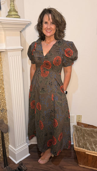 Entro Autumn Botanical Floral Dress