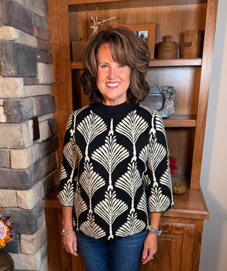 Black Abstract Print Sweater