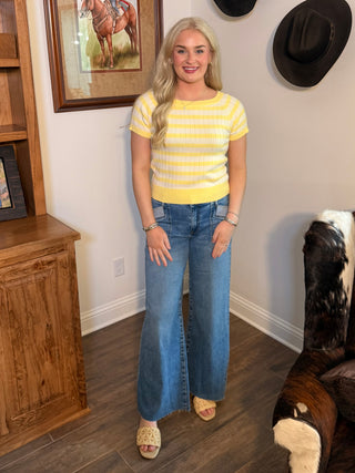Kut Maya HR Front Pockets Wide Leg Raw Hem