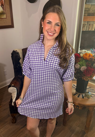 Charlotte Purple Seer Gingham Dress