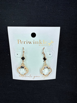 Crystal Clover Drop Earrings