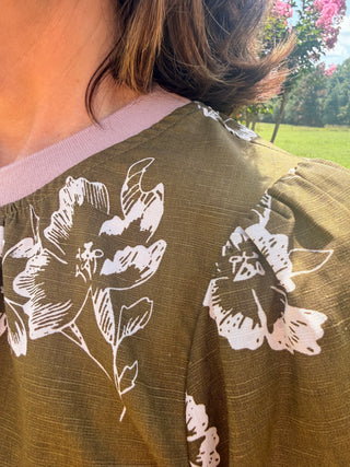 Olive Puff Top