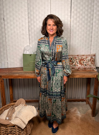 The Verdant Mosaic Maxi Dress