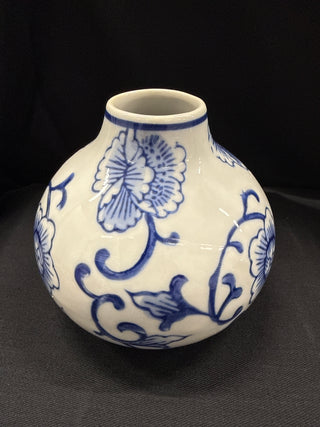 Blue & White Floral Porcelain Bud Vase