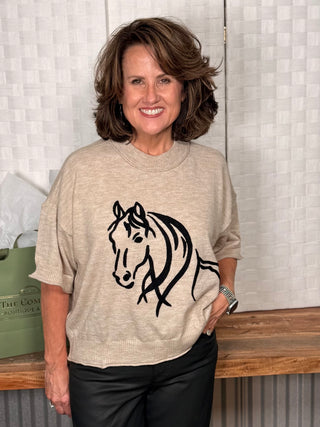 Sweater with Horse Head Outline