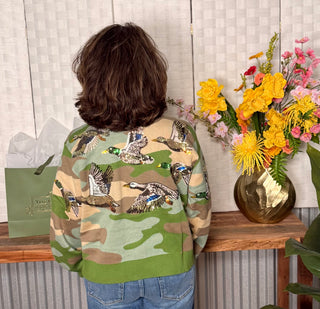 Queen of Sparkles Camo Flying Mallard Cardigan