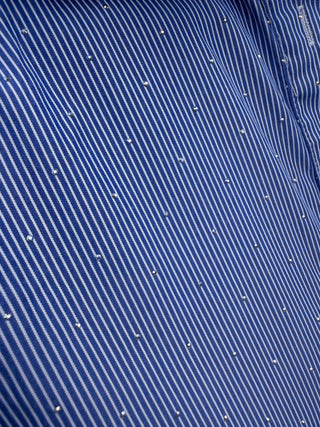 Blue Stripped Shirt Dress with Sparkles