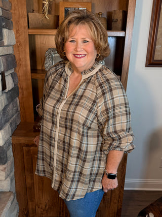Umgee Flannel Plaid Top