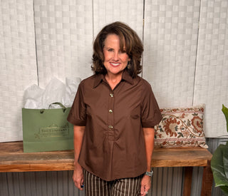 Chocolate Charm Gold Button Top