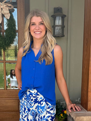 Cobalt Classic Sleeveless Blouse