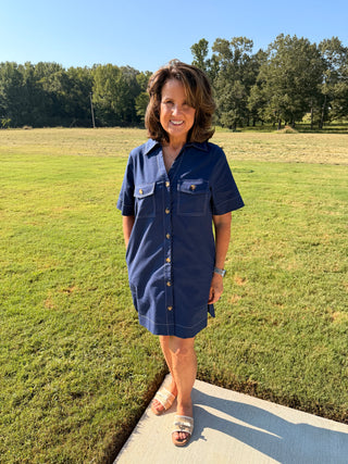 Navy Shirt Dress