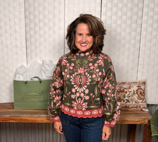 THML Olive and Rose Sweater