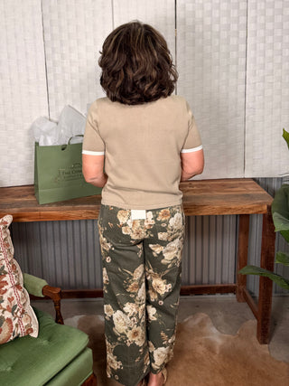 Entro Floral Olive Wide Leg Pants