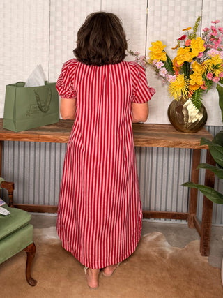 Sweetheart Striped Midi Dress