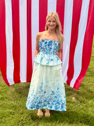 Blue Willow Garden Midi Dress