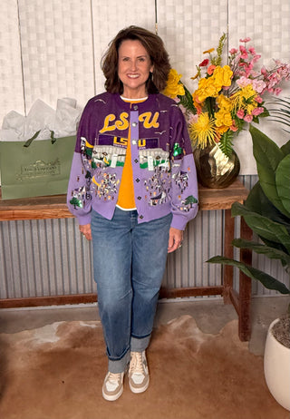 Queen of Sparkles LSU Tiger Stadium Cardigan
