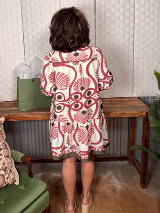 Umgee Rose and Olive Fall Dress