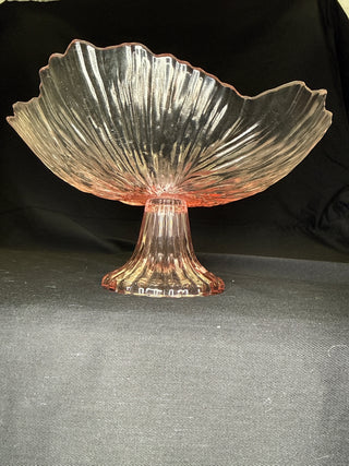 Glass Floral Bowl on Pedestal 7.5 inches