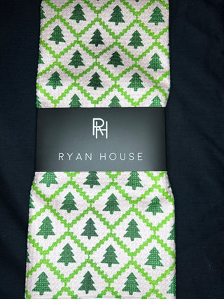 Ryan House Pink and Green Christmas Tree Tea Towel