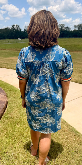 Coastal Bloom Embroidered Dress