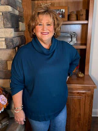 She & Sky Cowl Neck Long Sleeve Top