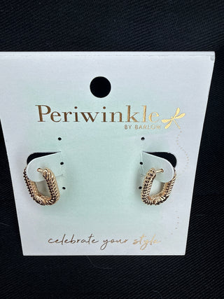 Periwinkle Twisted Gold Oval Small Hoops