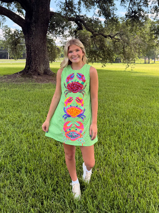 Queen of Sparkles Green Polka Dot Crab Dress