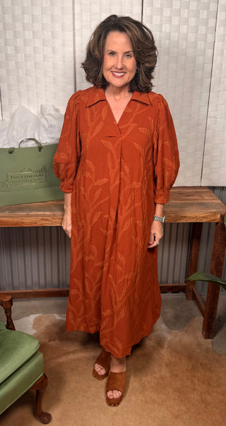 Umgee Rust Autumn Midi Dress