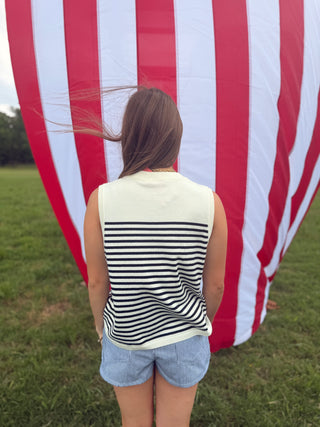 Queen of Sparkles Sequin Flag Stripe Sweater Tank