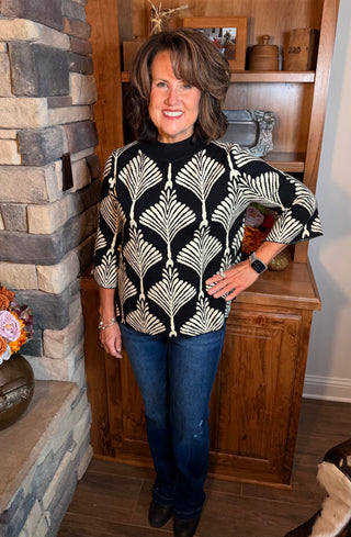 Black Abstract Print Sweater