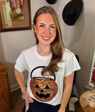 Queen of Sparkles White Pumpkin Candy Bucket Tee