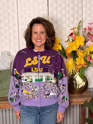 Queen of Sparkles LSU Tiger Stadium Cardigan
