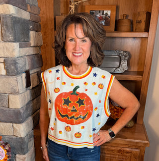 Queen of Sparkles White Sequin Pumpkin Vest