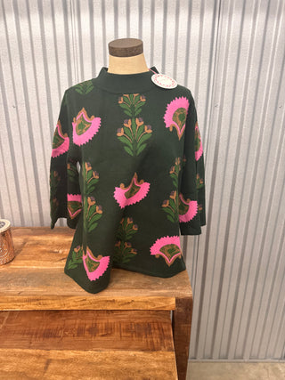 Umgee Hunter Green Mock Neck Sweater