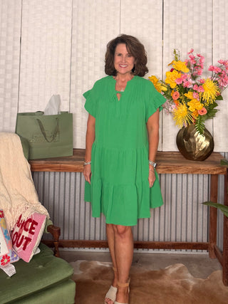 She & Sky Green Tiered Dress
