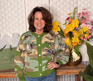 Queen of Sparkles Camo Flying Mallard Cardigan