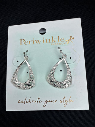 Periwinkle Silver Filagree Teardrop Earrings