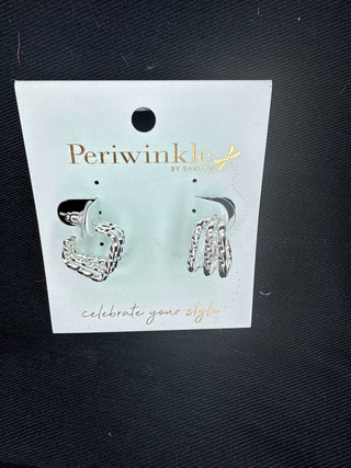 Periwinkle 3 Strand Silver Square Hoops