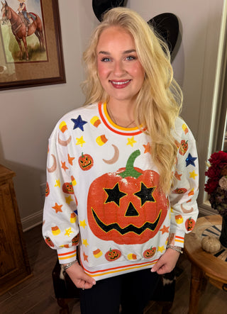 Queen of Sparkles White Pumpkin Icon Sweatshirt