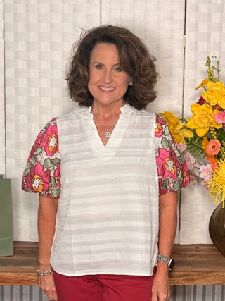Voy Floral Sleeve Top