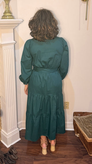 She & Sky Tiered Midi Dress with Pockets