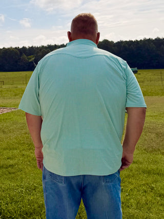 BCR Green Gingham Pearl Snap Polo
