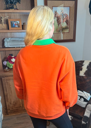 Queen of Sparkles Orange Pumpkin Face Sweatshirt