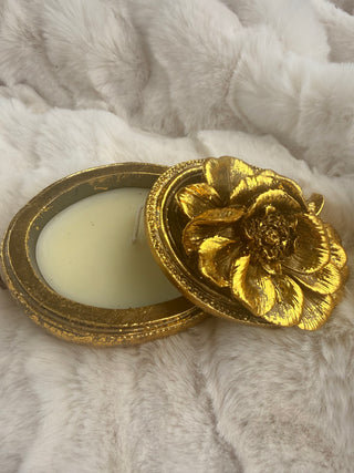 Bergamot Lavender Bleu et Blanc Medium Gold Candle
