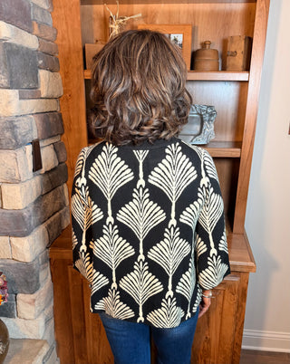 Black Abstract Print Sweater