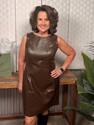 Woven Luxe Faux Leather Dress