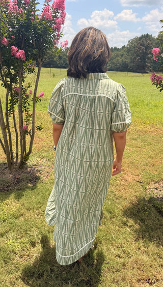 Sage Palm Midi Dress