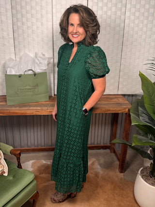 Evergreen Eyelet Maxi Dress